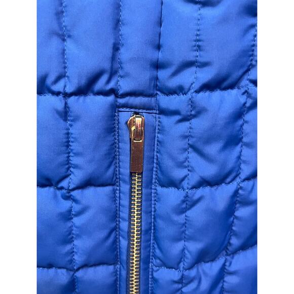 J Crew down filled full zip jacket Womens size Small gold zippers Blue Quilted - Picture 6 of 7